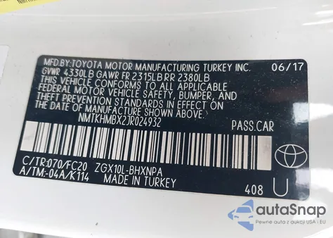 2018 Toyota C-Hr Xle из США, поврежденный, VIN NMTKHMBX2JR024932